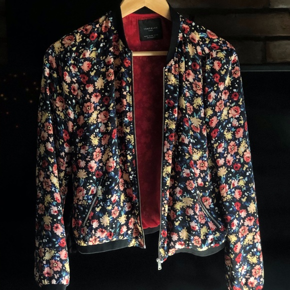 Zara Tops - Floral Zara satin bomber jacket
